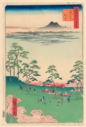 Vista hacia el norte desde la colina Askua (Askua-yama Kita no Chobo) de la serie Cien vistas famosas de Edo