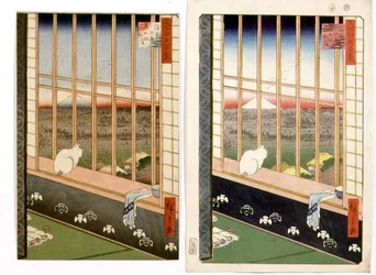 Los arrozales de Asakusa durante la Fiesta del Gallo, de la serie «100 vistas de Edo», publicada en 1857