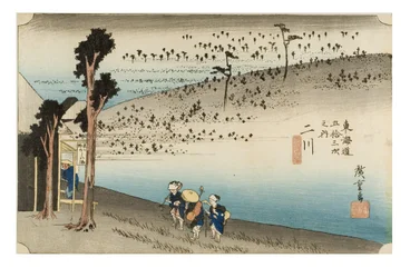 Futagawa: Meseta de los Monos, de la serie Las Cincuenta y Tres Estaciones del Tokaido, c.1831-1834 (xilografía sobre papel)