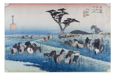 No. 40 Chiryu - Feria de caballos a principios de verano, Periodo Edo, c.1833-34 (xilografía sobre papel)