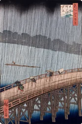 Ohashi, Lluvia repentina en Atake, de la serie "Cien vistas de lugares famosos en Edo"