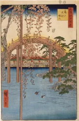 Recintos del santuario Tenjin en Kameido (xilografía en color)