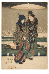 Nieve en el río Sumida, de la serie Vistas de las cuatro estaciones en lugares famosos de Edo, c.1847-1852 (xilografía sobre papel)