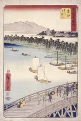 Estación 35, Yoshida; Serie Kyoka Tokaido (xilografía en color)