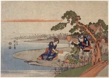 Women Preparing Cloth (estampado xilográfico en color)