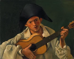 Busto de arlequín con guitarra