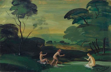 Tres ninfas bañándose