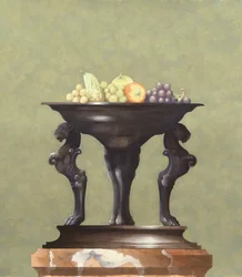 Jarrón de bronce con fruta