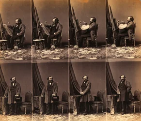 Retrato del pintor Lepualle: hoja de seis cartes de visite sin cortar