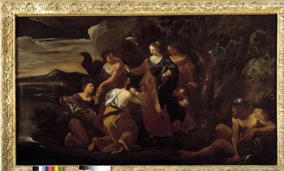 La Biblia: Moisés salva las aguas (óleo sobre lienzo)