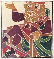 Pantagruel pronunciando su sentencia en el complejo asunto entre dos señores, ilustración de una edición limitada de Pantagruel, de François Rabelais (1494-1553).
