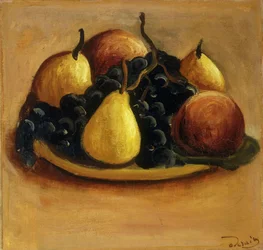 Peras, melocotones y uvas; Poires, Peches et Raisins