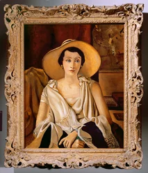 Retrato de Madame Paul Guillaume con un gran sombrero, c.1928-29 (óleo sobre lienzo) (véase también 287565)