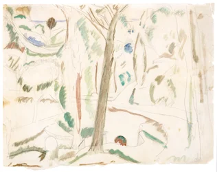 Sin título (estudio para The Turning Road), c.1906 (grafito y acuarela sobre papel)