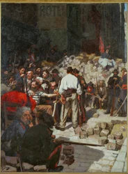 La Comuna: La barricada ... (pintura sobre lienzo)