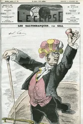 Caricatura "Los Saltimbanquis", "¡Rasga! ¡No pelees!", serie sobre charlatanes. Portada en "L