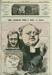 Caricatura de Charles Lachaud (1817-1882), abogado francés. Portada en "L