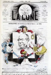 Caricatura de Johann Strauss Jr. (1825-1899) en “La Luna”, 6 de enero