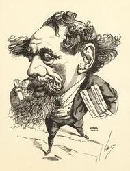 Caricatura de Charles Dickens cruzando el canal de la Mancha