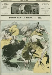 La unión hace la farsa, caricatura de los periódicos políticos 