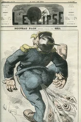 Nuevo pavo real, caricatura de Guillermo I (1797-1888), vencedor de la guerra franco-prusiana. Portada en “L