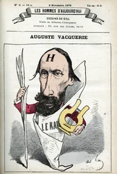 Retrato de Auguste Vacquerie (1819-1895), poeta, dramaturgo y periodista francés. Caricatura por Gill, París