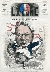 Retrato de Charles Paul de Kock (1793-1871), novelista popular francés. Caricatura de Gill, en 