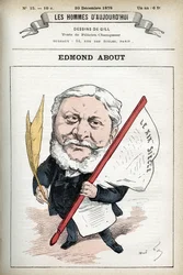 Retrato de Edmond About (1828-1885), novelista, dramaturgo y crítico de arte francés. Caricatura por Gill, París