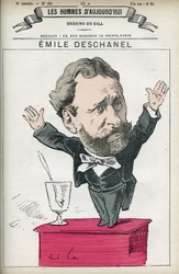 Retrato de Emile Deschanel (1819-1904), escritor y político francés. Caricatura de Gill, París