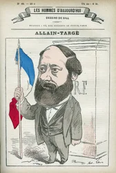 Retrato de Francois Allain-Targe (1832-1902), abogado, magistrado, periodista y político francés, Ministro del Interior y Ministro de Finanzas en el gabinete de Gambetta. Caricatura de Gill, París