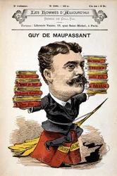 Retrato de Guy de Maupassant - por Gill, en «Les Hommes d
