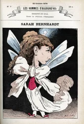 Retrato de Henriette Rosine Bernard, conocida como Sarah Bernhardt (1844-1923), actriz de teatro francesa. Caricatura por Gill, París