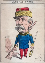Retrato de Jean Joseph Frédéric Albert Farre, soldado francés, nombrado general en 1870 y ministro de guerra - Caricatura de André Gill en “Les Hommes d