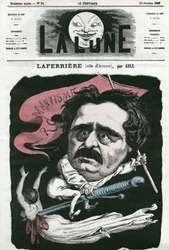 Retrato de Laferriere (1853-?), actor francés en el papel de “Antony”. Caricatura de Gill, en “La Luna”, 13 de octubre