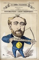 Retrato de Leon Bienvenu dit Touchatout (1835-1911), periodista y autor francés. Caricatura de Gill, París