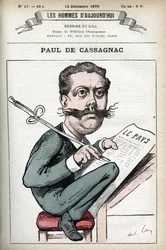 Retrato de Paul Granier de Cassagnac (1842-1902), periodista político francés. Caricatura por Gill, París