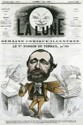 Retrato de Viconte Ponson du Terrail, escritor popular francés. Caricatura de Gill, en 