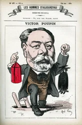 Retrato de Victor Poupin (1838-1906), político francés. Caricatura por Gill, en 