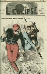Zapatos Nacionales, Otto von Bismarck intercambiando sus botas por los zuecos del Mosela. Portada en 