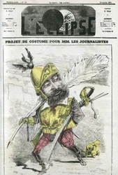 Proyecto de traje para periodistas caballeros, en guardia y protegidos por armadura. Portada en 