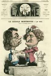 La pareja de Montrouge en el teatro Folies-Marigny. Caricatura de Gill, en “La Lune”, 10 de enero