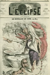 El caldo del día, ilustración para “de-carne”, extracto de carne. Portada en “L