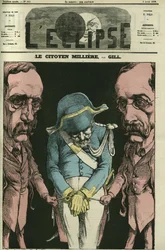 El ciudadano Milliere en referencia a Alexandre Dumas, Gill lo representa con sus manos. Portada en “L