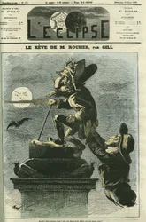 El sueño de Rouher, Eugène Rouher (1814-1884), político, ministro de Napoleón III y dirigente del partido bonapartista, sueña con el regreso de Napoleón III. Portada de «L