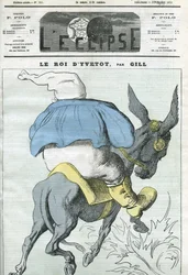 El rey de Yvetot, caricatura de Adolphe Thiers (1797-1877), estadista francés. Portada en "L