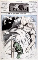 Caricatura de Victoria en "La Bella Durmiente" - por Gill, en "L