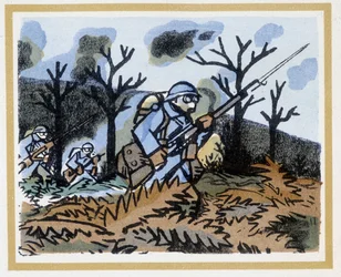 Debido a los gases asfixiantes utilizados por los alemanes, los soldados llevan una máscara antigás, 3 de noviembre