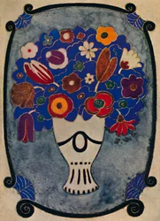 Encuadernación en pergamino, grabado y coloreado, 1914