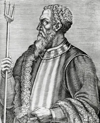 Retrato de Andrea Doria (1466-1560), almirante y político italiano, grabado de Les Vrais pourtraits et Vies des Hommes illustres