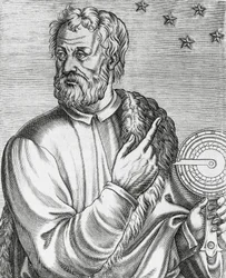 Retrato de Cristóbal Colón, grabado de Les Vrais portraits et Vies des Hommes illustres